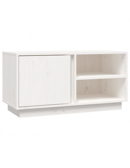 Mobile Porta TV Bianco 80x35x40,5 cm in Legno Massello di Pino