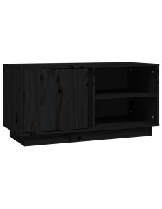 Mobile Porta TV Nera 80x35x40,5 cm in Legno Massello di Pino 2