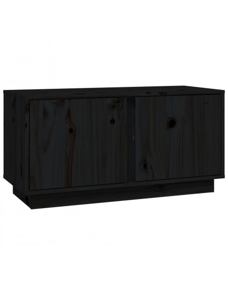 Mobile Porta TV Nera 80x35x40,5 cm in Legno Massello di Pino