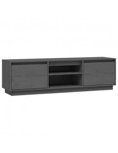 Mobile Porta TV Grigio 140x35x40 cm in Legno Massello di Pino