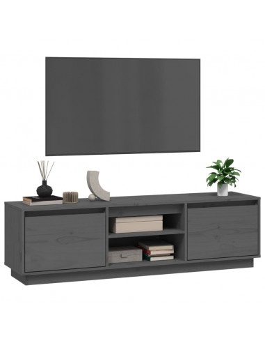 Mobile Porta TV Grigio 140x35x40 cm in Legno Massello di Pino