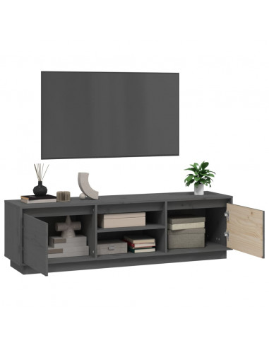 Mobile Porta TV Grigio 140x35x40 cm in Legno Massello di Pino