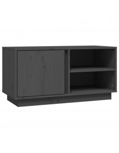 Mobile Porta TV Grigio 80x35x40,5 cm in Legno Massello di Pino 2