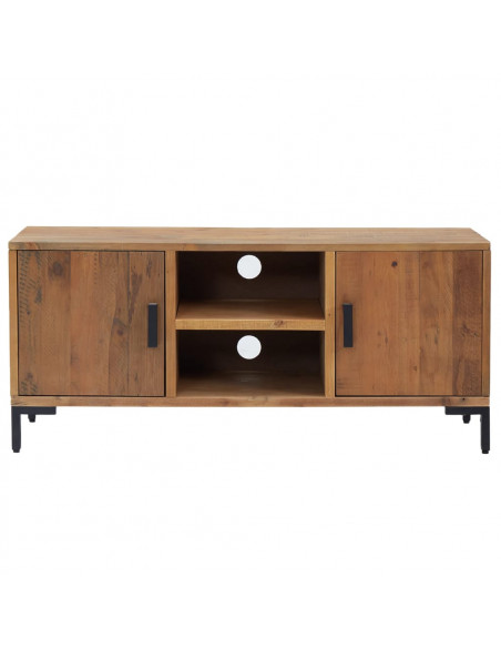 Mobile TV Marrone 110x35x48 cm in Legno Massello di Pino