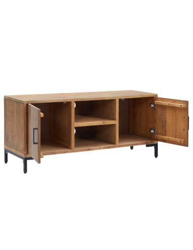 Mobile TV Marrone 110x35x48 cm in Legno Massello di Pino