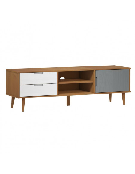 Mobile TV MOLDE Marrone 158x40x49 cm in Legno Massello di Pino