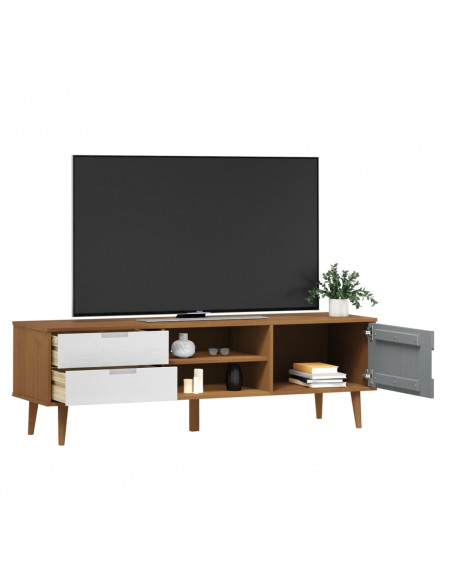 Mobile TV MOLDE Marrone 158x40x49 cm in Legno Massello di Pino