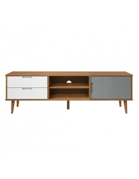 Mobile TV MOLDE Marrone 158x40x49 cm in Legno Massello di Pino