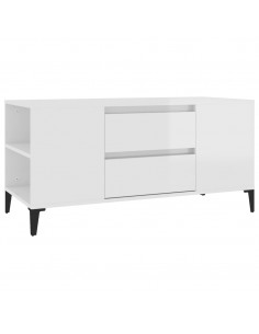 Mobile Porta TV Bianco Lucido 102x44,5x50 cm Legno Multistrato 2