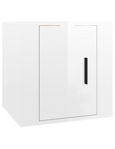 Mobile Porta TV a Parete Bianco Lucido 40x34,5x40 cm