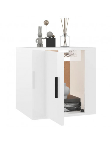 Mobile Porta TV a Parete Bianco Lucido 40x34,5x40 cm