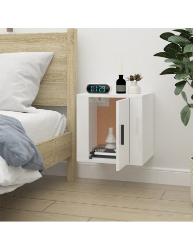 Mobile Porta TV a Parete Bianco Lucido 40x34,5x40 cm