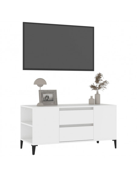 Mobile Porta TV Bianco 102x44,5x50 cm in Legno Multistrato