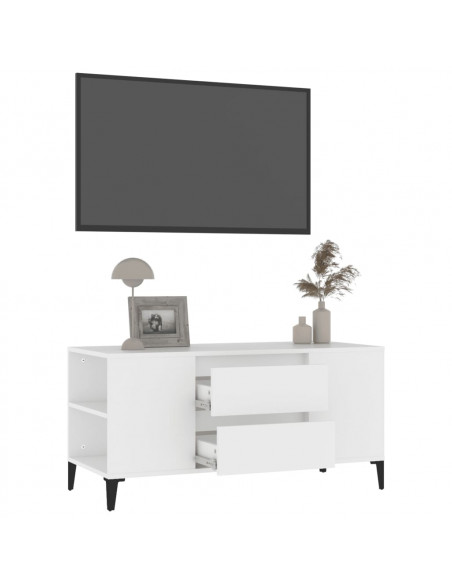 Mobile Porta TV Bianco 102x44,5x50 cm in Legno Multistrato