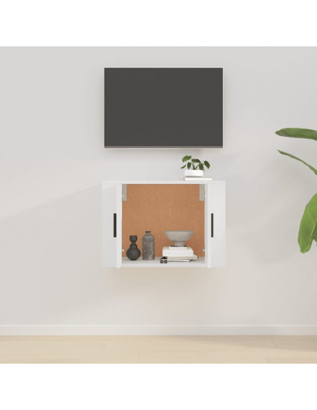Mobile Porta TV a Parete Bianco Lucido 57x34,5x40 cm