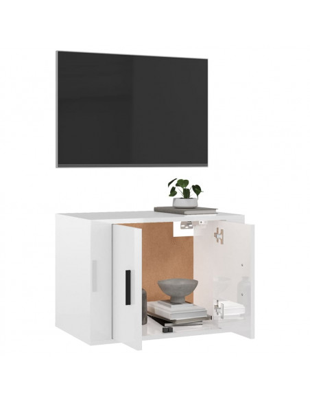 Mobile Porta TV a Parete Bianco Lucido 57x34,5x40 cm