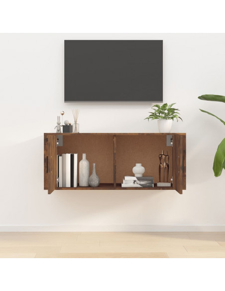 Mobile Porta TV a Parete rovere fumo 100x34,5x40 cm