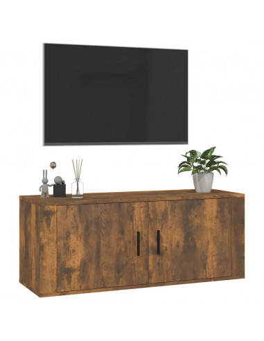 Mobile Porta TV a Parete rovere fumo 100x34,5x40 cm