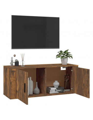 Mobile Porta TV a Parete rovere fumo 100x34,5x40 cm