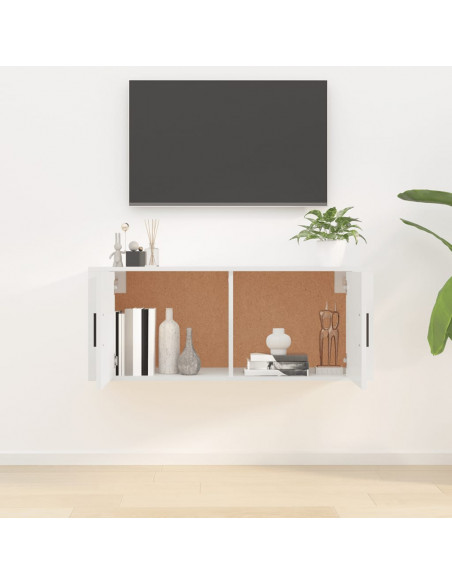 Mobile Porta TV a Parete Bianco Lucido 100x34,5x40 cm