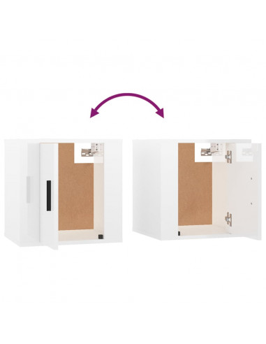 Mobili Porta TV a Parete 2 pz Bianco Lucido 40x34,5x40 cm