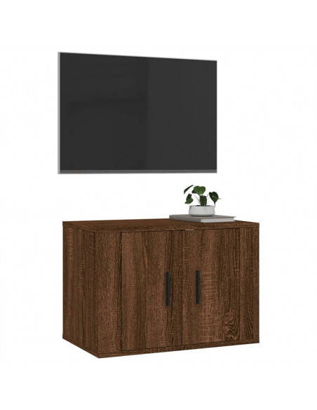 Mobile Porta TV a Parete Rovere Marrone 57x34,5x40 cm
