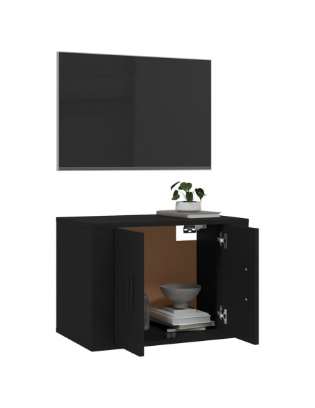 Mobile Porta TV a Parete Nero 57x34,5x40 cm