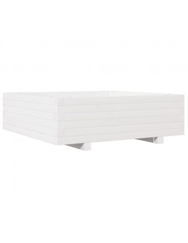 Fioriera da Giardino Bianca 80x80x26,5cm Legno Massello di Pino