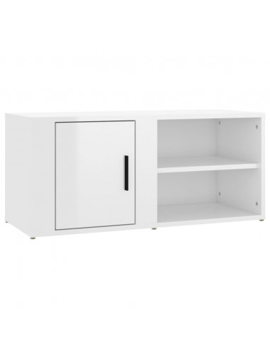 Mobile Porta TV Bianco Lucido 80x31,5x36 cm Legno Multistrato