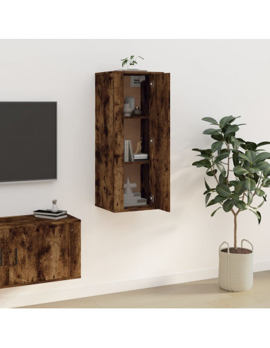 Mobile Porta TV a Parete Rovere Fumo 40x34,5x100 cm