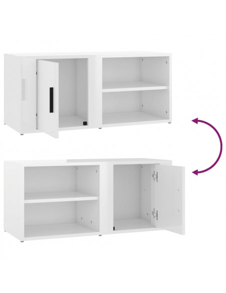 Mobili TV 2 pz Bianco Lucido 80x31,5x36cm in Legno Multistrato
