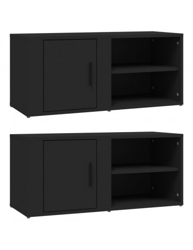 Mobili Porta TV 2 pz Nero 80x31,5x36 cm in Legno Multistrato