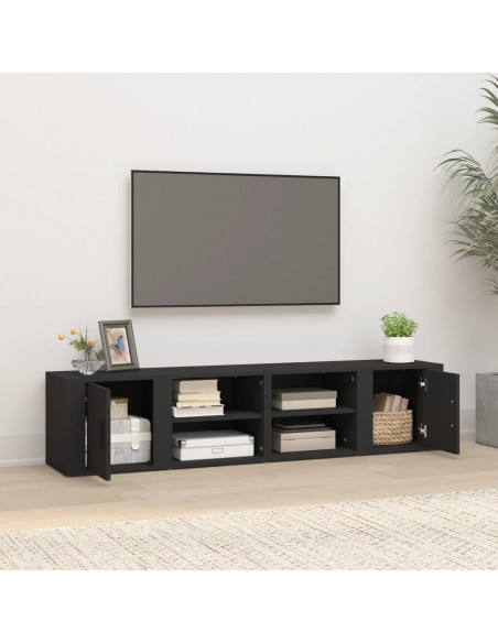 Mobili Porta TV 2 pz Nero 80x31,5x36 cm in Legno Multistrato