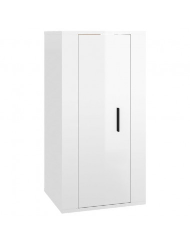 Mobile Porta TV a Parete Bianco Lucido 40x34,5x80 cm