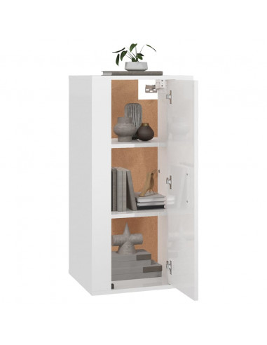 Mobile Porta TV a Parete Bianco Lucido 40x34,5x80 cm