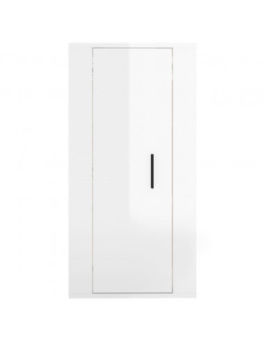 Mobile Porta TV a Parete Bianco Lucido 40x34,5x80 cm