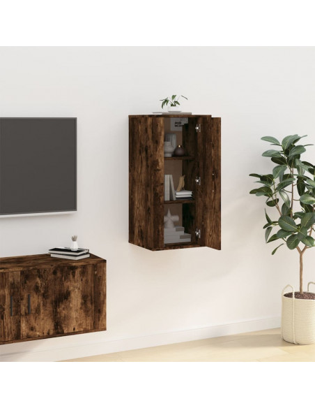 Mobile Porta TV a Parete Rovere Fumo 40x34,5x80 cm