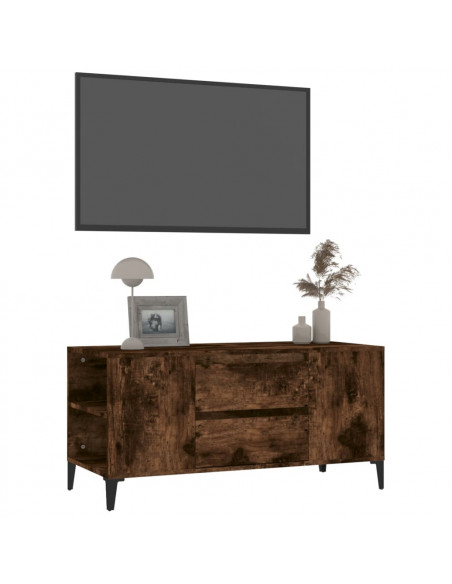Mobile Porta TV Rovere Fumo 102x44,5x50 cm in Legno Multistrato