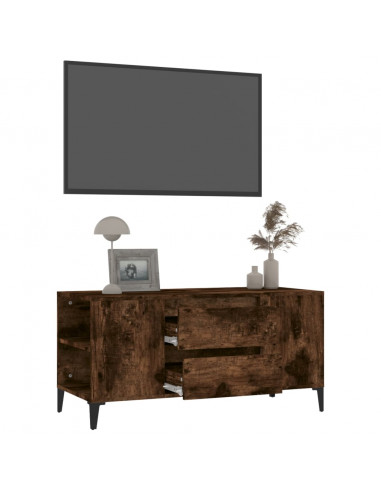 Mobile Porta TV Rovere Fumo 102x44,5x50 cm in Legno Multistrato