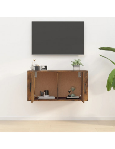 Mobile Porta TV a Parete rovere fumo 80x34,5x40 cm