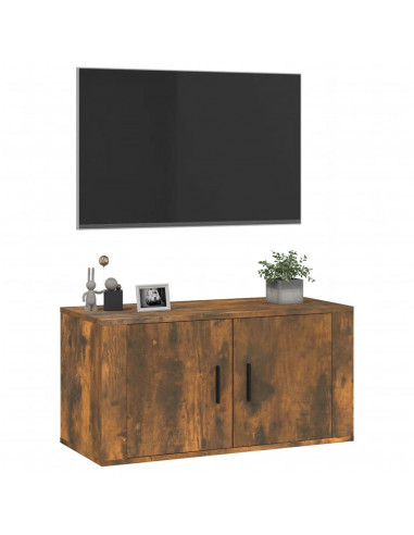 Mobile Porta TV a Parete rovere fumo 80x34,5x40 cm