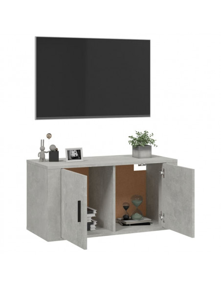 Mobile Porta TV a Parete Grigio cemento 80x34,5x40 cm