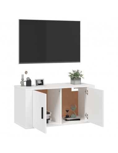 Mobile Porta TV a Parete Bianco 80x34,5x40 cm