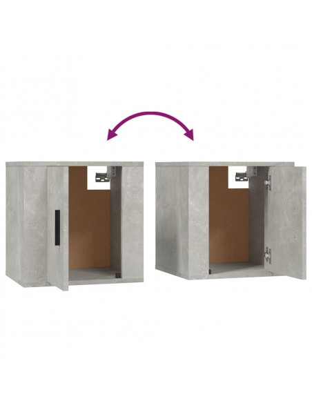 Mobili Porta TV a Parete 2 pz Grigio Cemento 40x34,5x40 cm