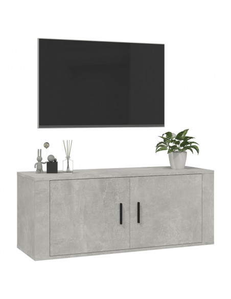 Mobile Porta TV a Parete Grigio cemento 100x34,5x40 cm