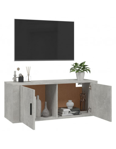 Mobile Porta TV a Parete Grigio cemento 100x34,5x40 cm
