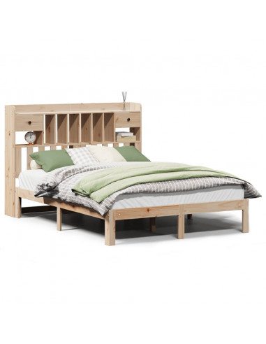Letto Libreria senza Materasso 140x190 cm in Legno di Pino