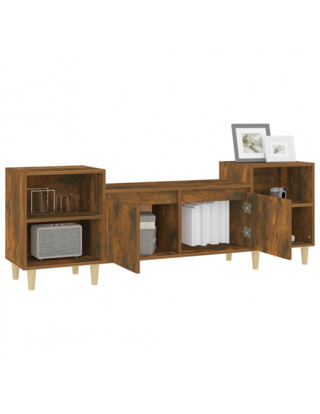 Mobile TV Rovere Fumo 160x35x55 cm in Legno Multistrato
