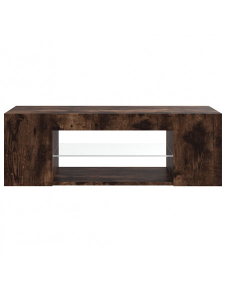 Mobile Porta TV con Luci LED Rovere Fumo 90x39x30 cm