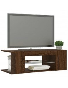 Mobile Porta TV con Luci LED Rovere Marrone 90x39x30 cm 2